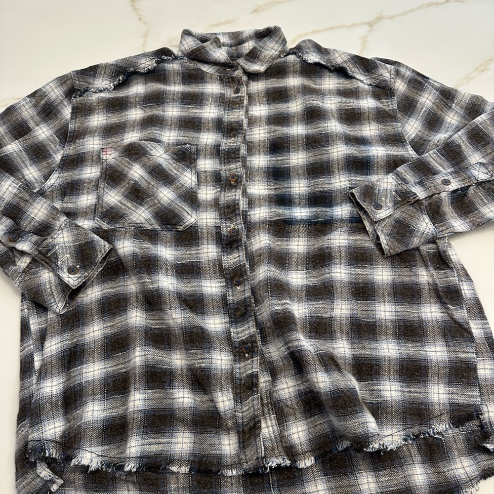 BDG Black and White Casual Button Down Shirt
